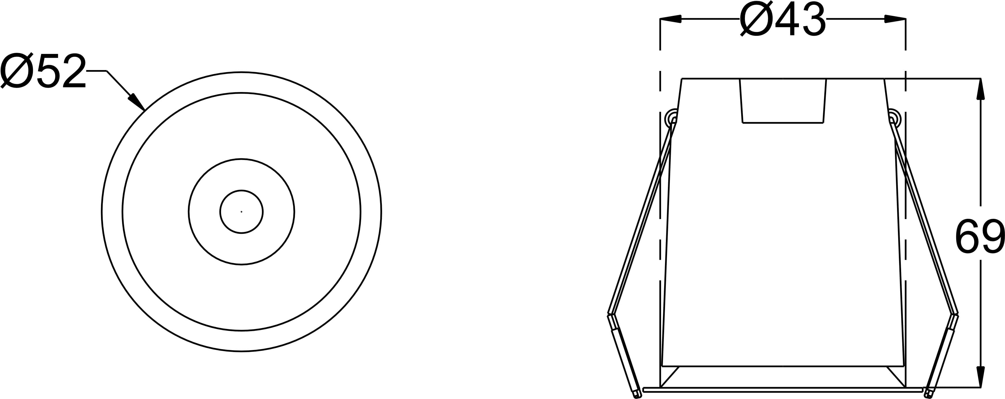 Golf 7 dimension drawing with sizes in mm
