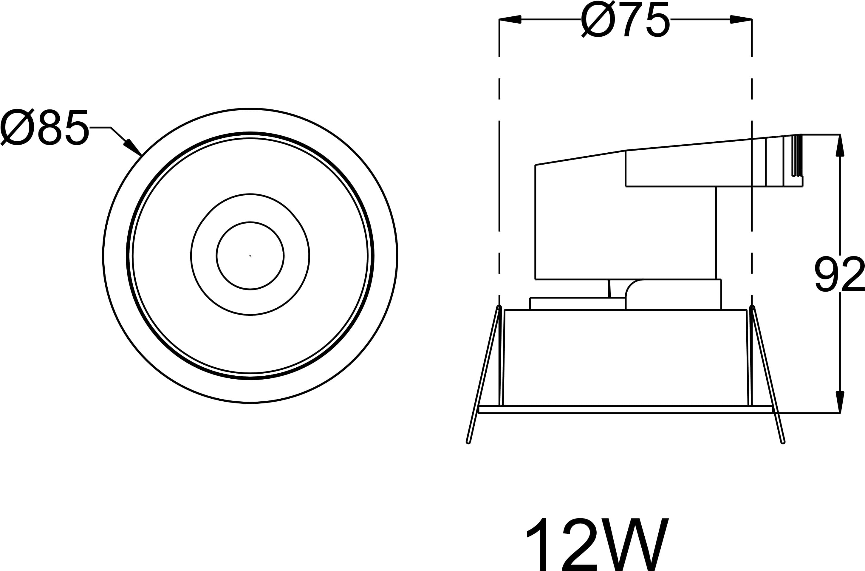 J Series 12 dimension drawing with sizes in mm