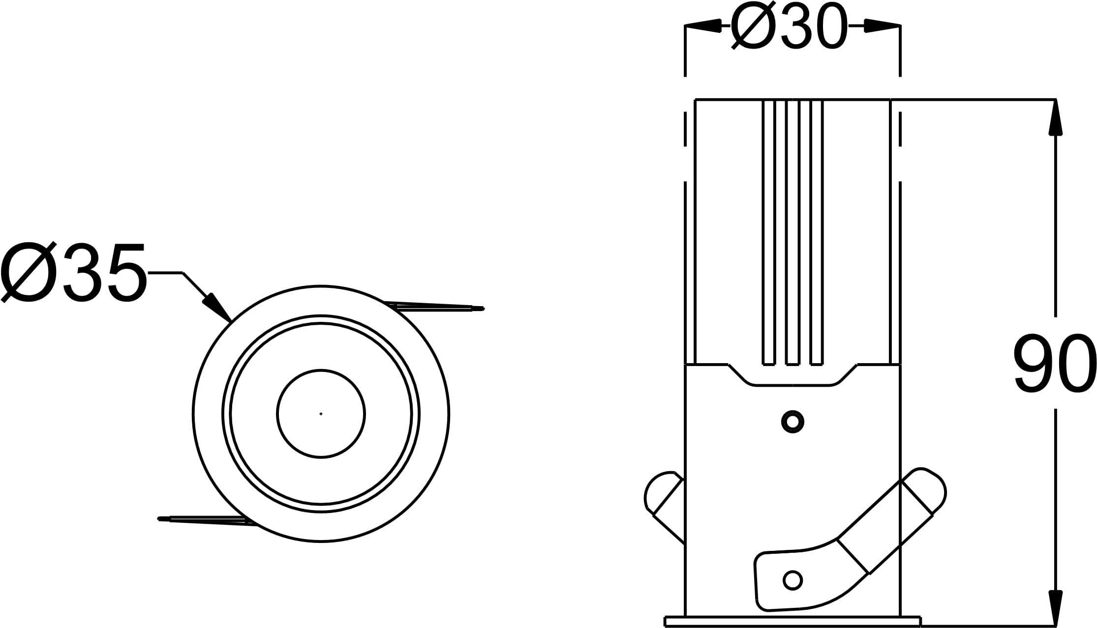 Kraft 5 dimension drawing with sizes in mm