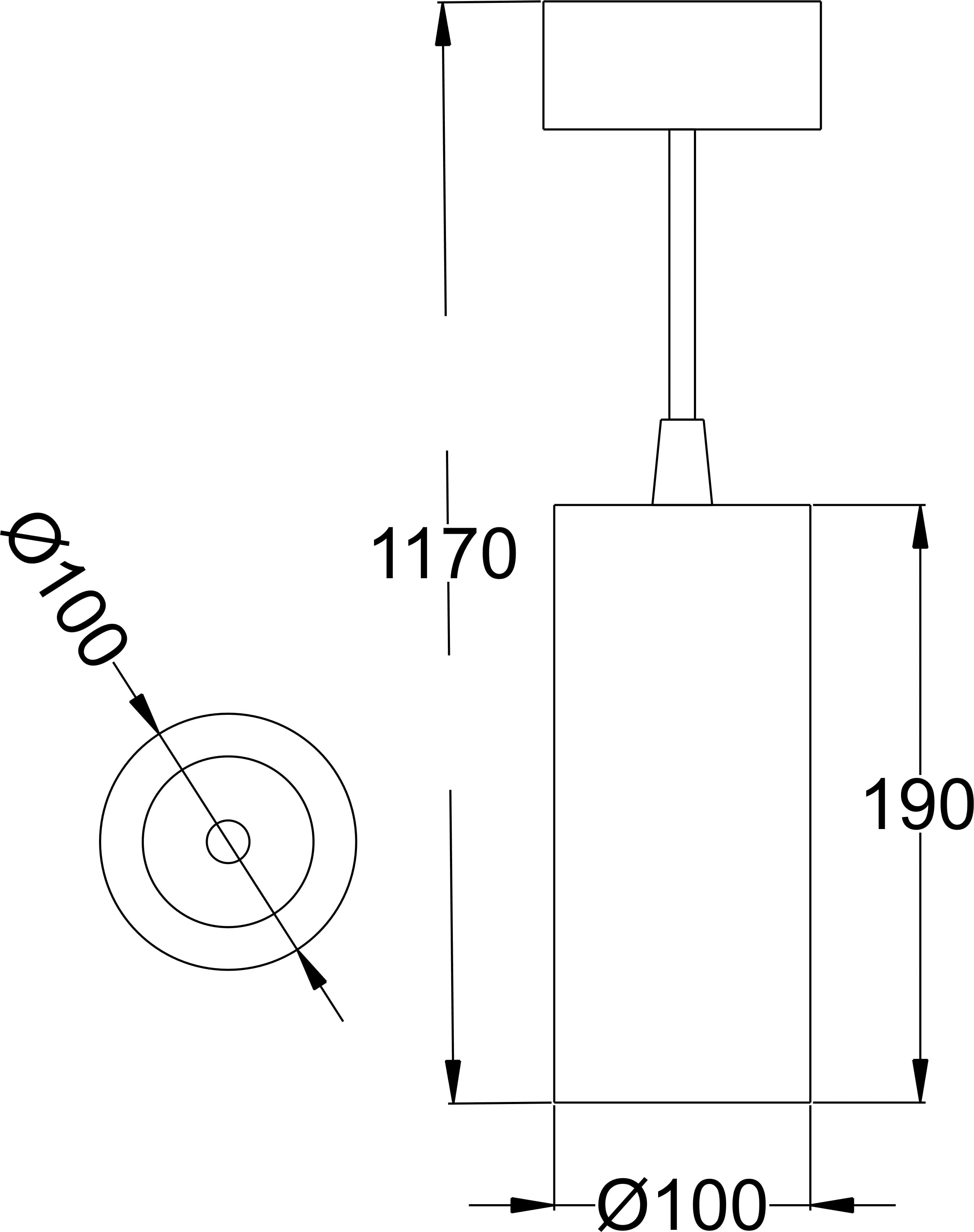 TURBO SUSPENDED 100 25 dimensions drawing